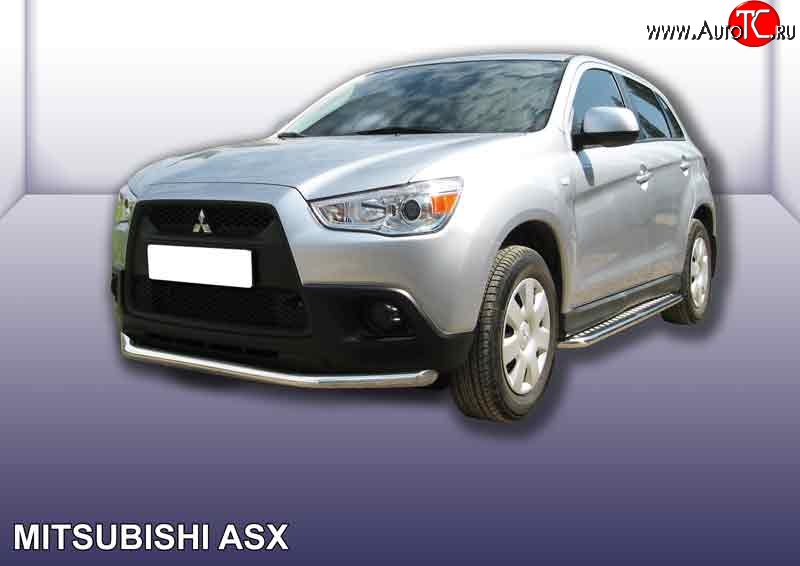 13 499 р. Одинарная защита переднего бампера из трубы диаметром 57 мм Slitkoff Mitsubishi ASX дорестайлинг (2010-2012) (Нержавейка, Полированная)  с доставкой в г. Екатеринбург