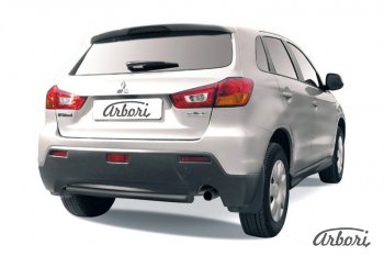 Защита заднего бампера Arbori (короткая, черная, 1 труба d57 mm). Mitsubishi ASX дорестайлинг (2010-2012)