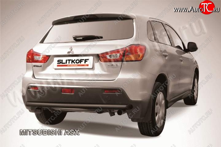 7 449 р. Защита заднего бампера из трубы d57 Slitkoff Mitsubishi ASX дорестайлинг (2010-2012) (Цвет: серебристый)  с доставкой в г. Екатеринбург