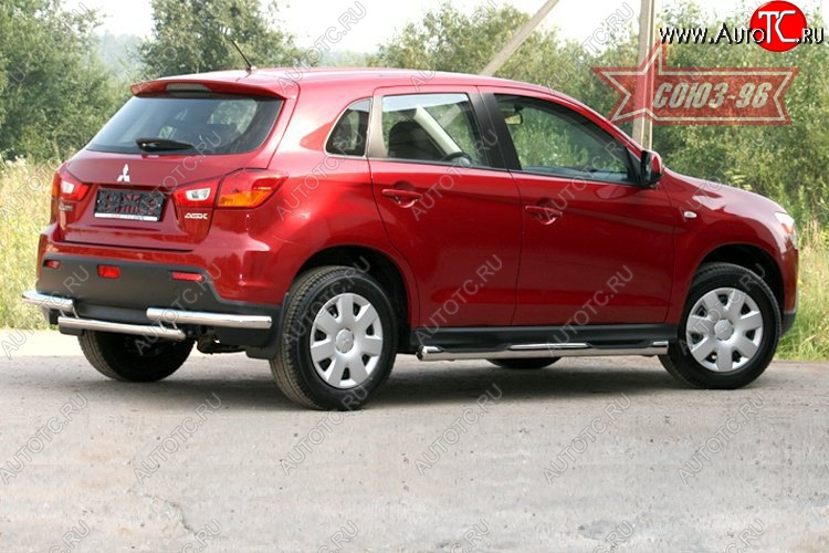 10 799 р. Защита заднего бампера Souz-96 (d60) Mitsubishi ASX дорестайлинг (2010-2012)  с доставкой в г. Екатеринбург