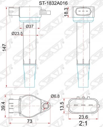 Катушка зажигания SAT Mitsubishi Lancer 10 седан дорестайлинг (2007-2010)