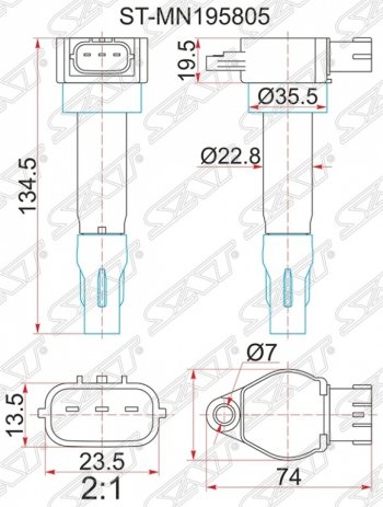 Катушка зажигания SAT Mitsubishi Lancer 10 седан дорестайлинг (2007-2010)