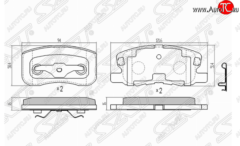 1 199 р. Комплект передних тормозных колодок SAT  Mitsubishi Colt ( Z20, Z30 хэтчбэк 3 дв.,  Z30) (2002-2009) дорестайлинг, хэтчбэк 5 дв. дорестайлинг  с доставкой в г. Екатеринбург