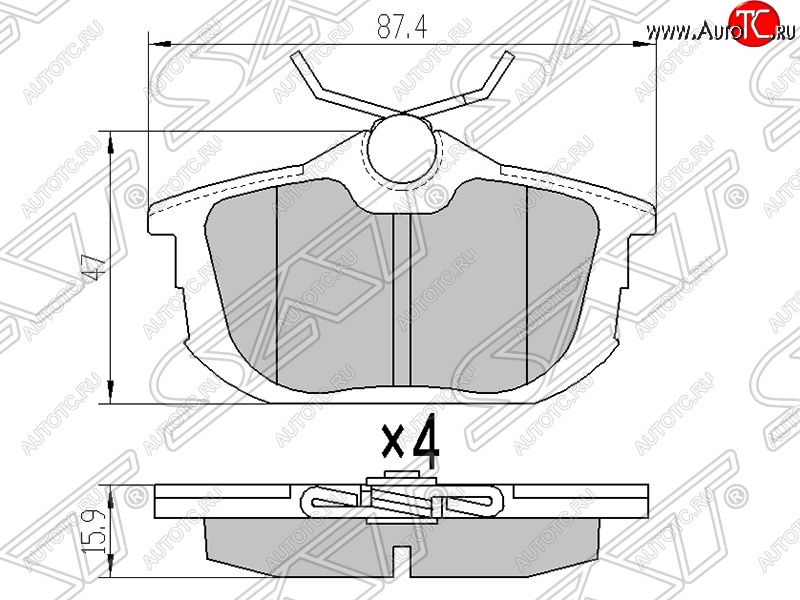 929 р. Колодки тормозные SAT (задние) Mitsubishi Colt Z20, Z30 хэтчбэк 3 дв. дорестайлинг (2002-2009)  с доставкой в г. Екатеринбург