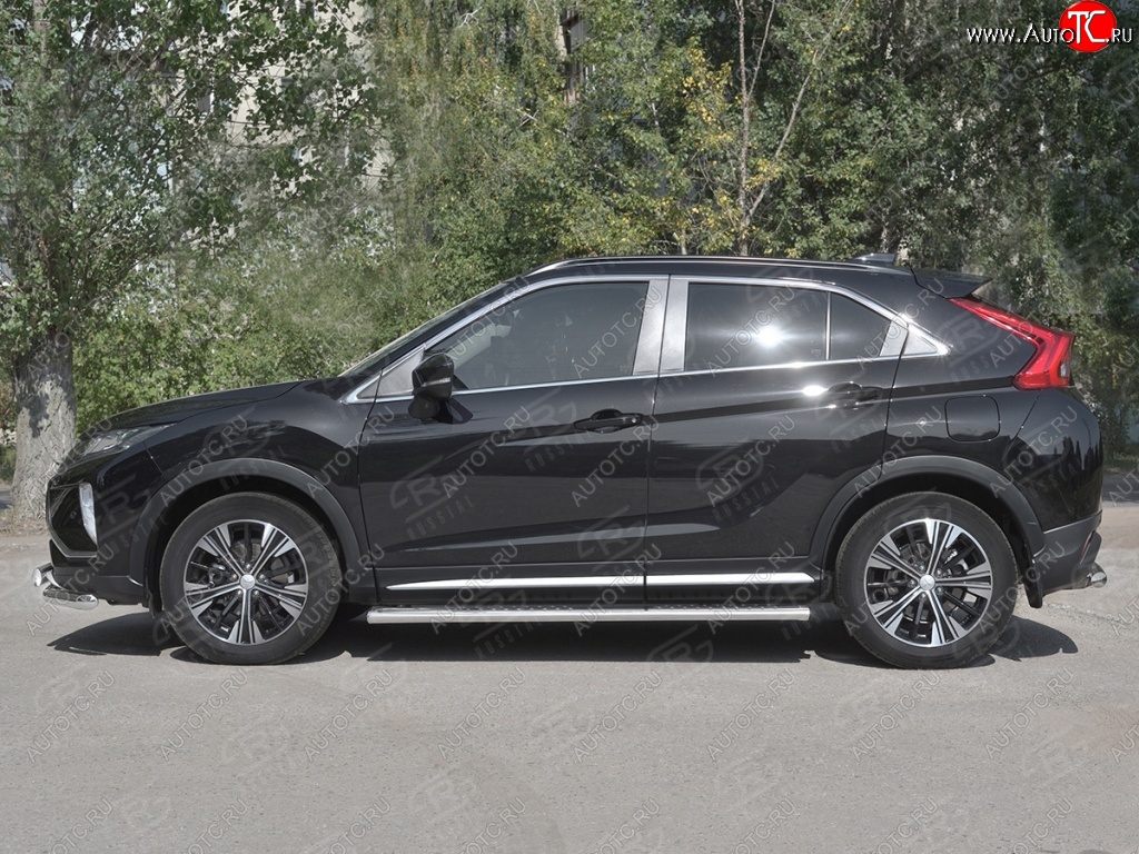 29 699 р. Пороги труба 120х60 овал с проступью Russtal Mitsubishi Eclipse Cross GK дорестайлинг (2017-2021)  с доставкой в г. Екатеринбург