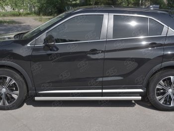 14 849 р. Пороги труба d63 Russtal Mitsubishi Eclipse Cross GK дорестайлинг (2017-2021) (Скошенные края)  с доставкой в г. Екатеринбург. Увеличить фотографию 2