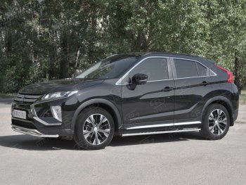 6 649 р. Защита переднего бампера (Ø42 мм, нержавейка) Russtal  Mitsubishi Eclipse Cross  GK (2017-2024)  с доставкой в г. Екатеринбург. Увеличить фотографию 2