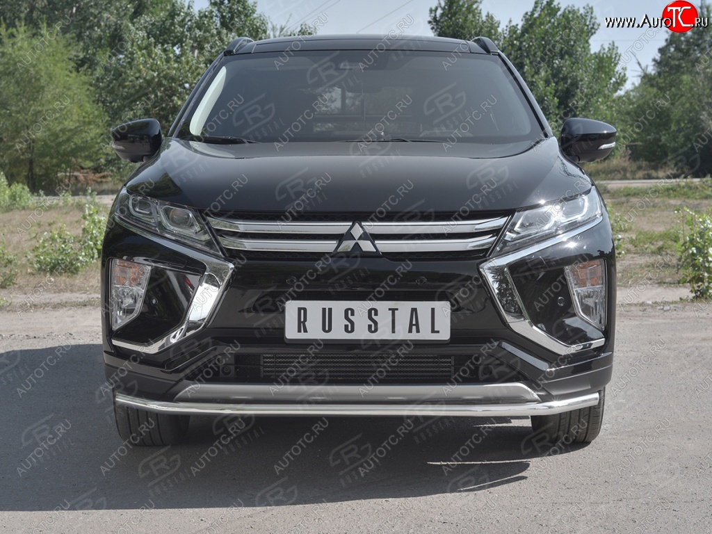 6 649 р. Защита переднего бампера (Ø42 мм, нержавейка) Russtal  Mitsubishi Eclipse Cross  GK (2017-2024)  с доставкой в г. Екатеринбург