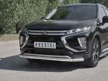 13 299 р. Защита переднего бампера (Ø63 мм, нержавейка) SLITKOFF Mitsubishi Eclipse Cross GK дорестайлинг (2017-2021)  с доставкой в г. Екатеринбург. Увеличить фотографию 4