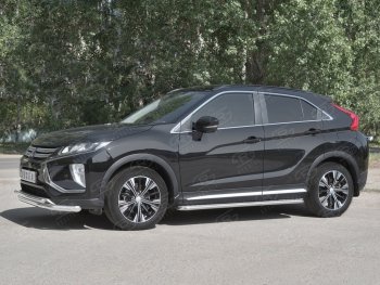 18 449 р. Защита переднего бампера (2 трубы Ø63 и 42 мм, нержавейка) SLITKOFF Mitsubishi Eclipse Cross GK дорестайлинг (2017-2021)  с доставкой в г. Екатеринбург. Увеличить фотографию 2