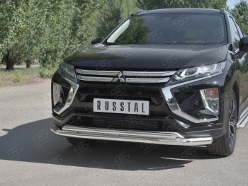 18 449 р. Защита переднего бампера (2 трубы Ø63 и 42 мм, нержавейка) SLITKOFF Mitsubishi Eclipse Cross GK дорестайлинг (2017-2021)  с доставкой в г. Екатеринбург. Увеличить фотографию 4