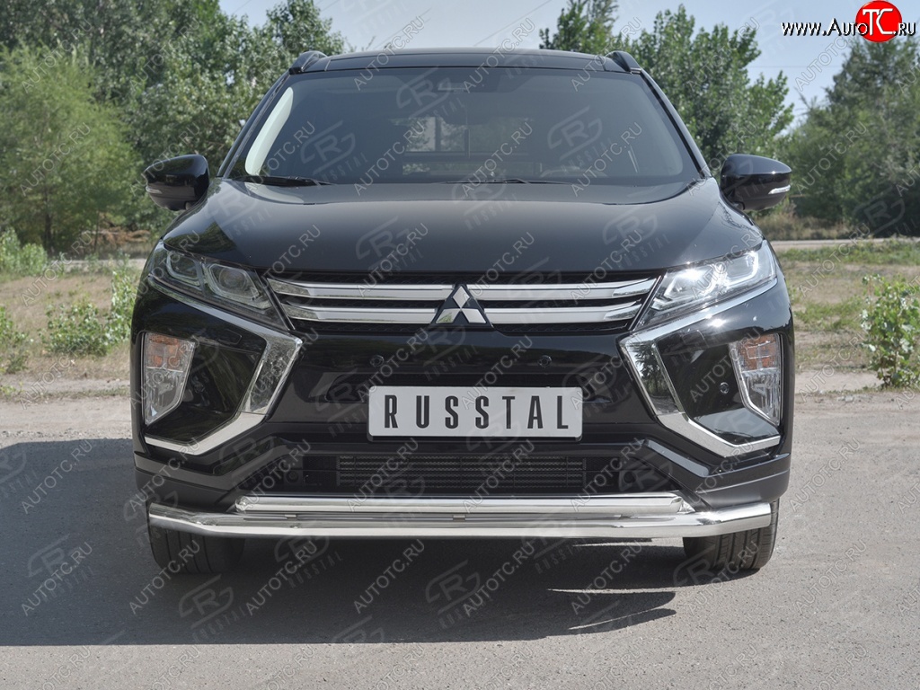 18 449 р. Защита переднего бампера (2 трубы Ø63 и 42 мм, нержавейка) SLITKOFF Mitsubishi Eclipse Cross GK дорестайлинг (2017-2021)  с доставкой в г. Екатеринбург