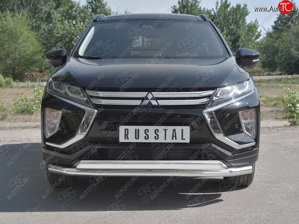 19 799 р. Защита переднего бампера (2 трубы Ø63 и 75х42 мм, нержавейка) Russtal Mitsubishi Eclipse Cross GK (2017-2024)  с доставкой в г. Екатеринбург