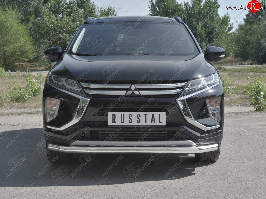 13 299 р. Защита переднего бампера (Ø63 мм, нержавейка) SLITKOFF Mitsubishi Eclipse Cross GK дорестайлинг (2017-2021)  с доставкой в г. Екатеринбург