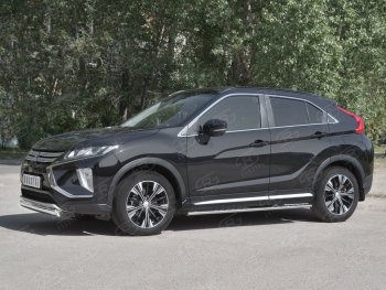 9 649 р. Защита переднего бампера (Ø75х42 мм, нержавейка) Russtal  Mitsubishi Eclipse Cross  GK (2017-2024)  с доставкой в г. Екатеринбург. Увеличить фотографию 2