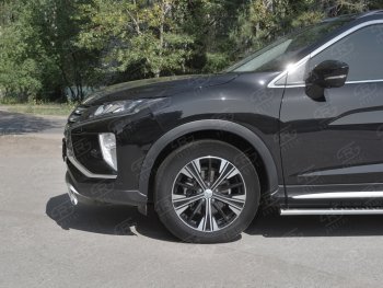 9 649 р. Защита переднего бампера (Ø75х42 мм, нержавейка) Russtal  Mitsubishi Eclipse Cross  GK (2017-2024)  с доставкой в г. Екатеринбург. Увеличить фотографию 3