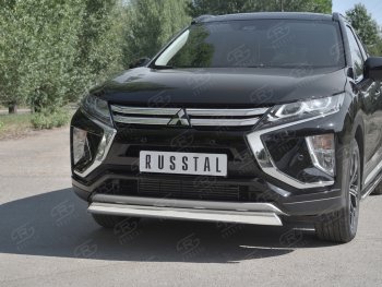 9 649 р. Защита переднего бампера (Ø75х42 мм, нержавейка) Russtal  Mitsubishi Eclipse Cross  GK (2017-2024)  с доставкой в г. Екатеринбург. Увеличить фотографию 4