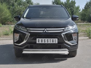 9 649 р. Защита переднего бампера (Ø75х42 мм, нержавейка) Russtal  Mitsubishi Eclipse Cross  GK (2017-2024)  с доставкой в г. Екатеринбург. Увеличить фотографию 1