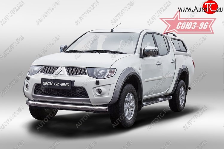 11 654 р. Защита переднего бампера одинарная Souz-96 (d76) Mitsubishi L200 5 KK,KL дорестайлинг (2015-2019)  с доставкой в г. Екатеринбург