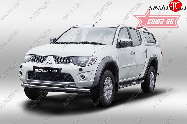 15 254 р. Защита переднего бампера двойная Souz-96 (d76/42) Mitsubishi L200 5 KK,KL дорестайлинг (2015-2019)  с доставкой в г. Екатеринбург