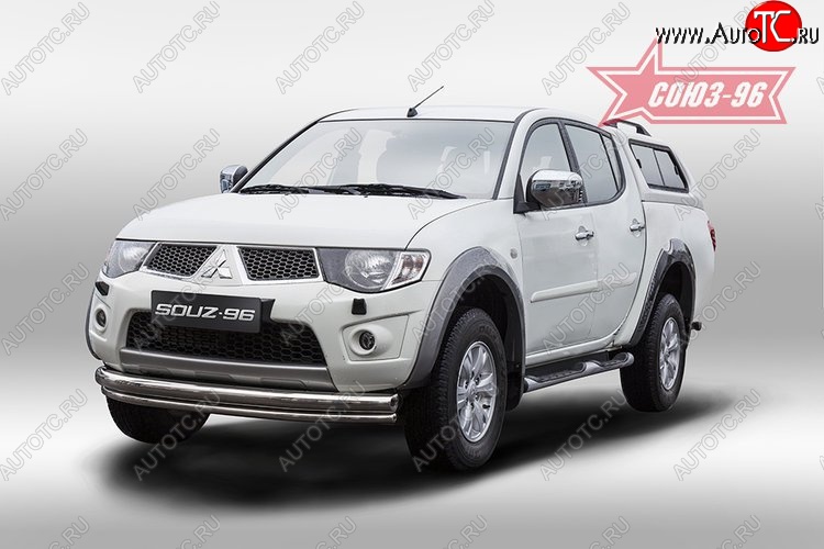 15 254 р. Защита переднего бампера двойная Souz-96 (d76/42) Mitsubishi L200 5 KK,KL дорестайлинг (2015-2019)  с доставкой в г. Екатеринбург