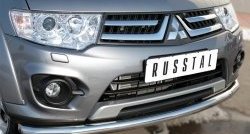 Одинарная защита переднего бампера диаметром 63 мм Russtal Mitsubishi L200 5 KK,KL дорестайлинг (2015-2019)