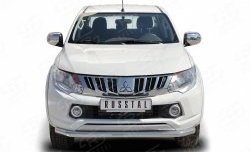 Одинарная защита переднего бампера диаметром 63 мм (рестайлинг) Russtal Mitsubishi L200 5 KK,KL дорестайлинг (2015-2019)