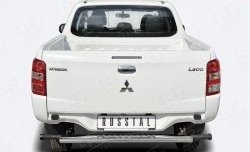 9 599 р. Защита заднего бампера (Ø120х60 мм с проступью, нержавейка) Russtal Mitsubishi L200 5 KK,KL дорестайлинг (2015-2019)  с доставкой в г. Екатеринбург. Увеличить фотографию 1