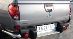 13 549 р. Защита заднего бампера (Ø63 мм уголки, нержавейка) Russtal Mitsubishi L200 5 KK,KL дорестайлинг (2015-2019)  с доставкой в г. Екатеринбург. Увеличить фотографию 1