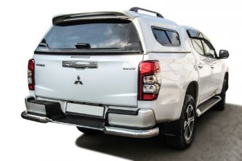 14 449 р. Защита заднего бампера Slitkoff (Ø 76 мм, уголки, с бампером)  Mitsubishi L200  5 KK,KL (2018-2022) рестайлинг (Нержавеющая сталь)  с доставкой в г. Екатеринбург. Увеличить фотографию 1