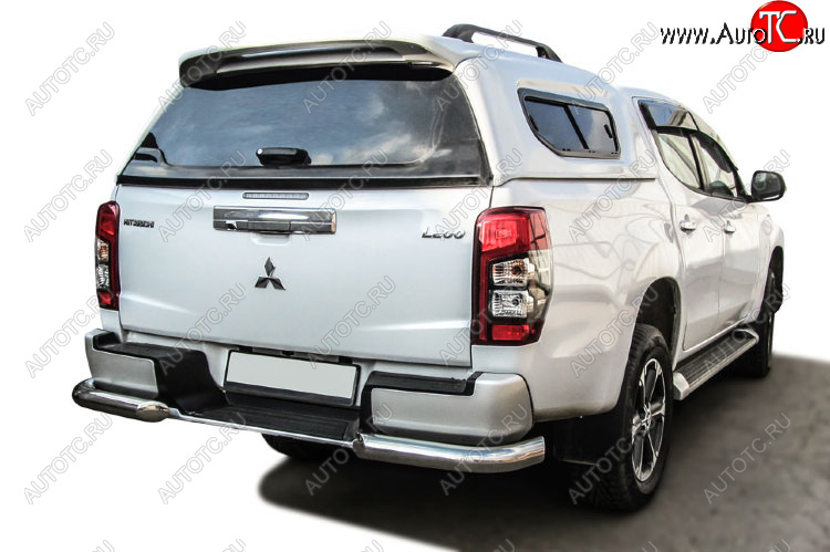 14 449 р. Защита заднего бампера Slitkoff (Ø 76 мм, уголки, с бампером)  Mitsubishi L200  5 KK,KL (2018-2022) рестайлинг (Нержавеющая сталь)  с доставкой в г. Екатеринбург