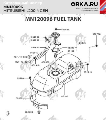 18 699 р. Бак топливный BAKPLAST (75 л., пластиковый)  Mitsubishi L200  4 (2006-2014)  дорестайлинг  с доставкой в г. Екатеринбург. Увеличить фотографию 4