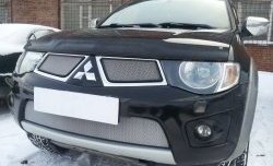 1 539 р. Нижняя сетка на бампер Russtal (хром)  Mitsubishi L200  4 - Pajero Sport  PB  с доставкой в г. Екатеринбург. Увеличить фотографию 1