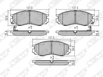 1 289 р. Колодки тормозные SAT (передние) Mitsubishi L200 4  дорестайлинг (2006-2014)  с доставкой в г. Екатеринбург. Увеличить фотографию 1