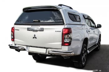 18 999 р. Защита заднего бампера Slitkoff (Ø 76+Ø 42, без бампера)  Mitsubishi L200  5 KK,KL (2018-2022) рестайлинг (Нержавеющая сталь)  с доставкой в г. Екатеринбург. Увеличить фотографию 1