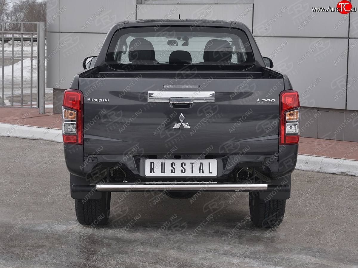 11 999 р. Защита заднего бампера (Ø120x60 мм с проступью, нержавейка) Russtal  Mitsubishi L200  5 KK,KL (2018-2022) рестайлинг  с доставкой в г. Екатеринбург