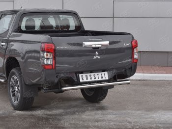 11 999 р. Защита заднего бампера (Ø120x60 мм с проступью, нержавейка) Russtal  Mitsubishi L200  5 KK,KL (2018-2022) рестайлинг  с доставкой в г. Екатеринбург. Увеличить фотографию 2