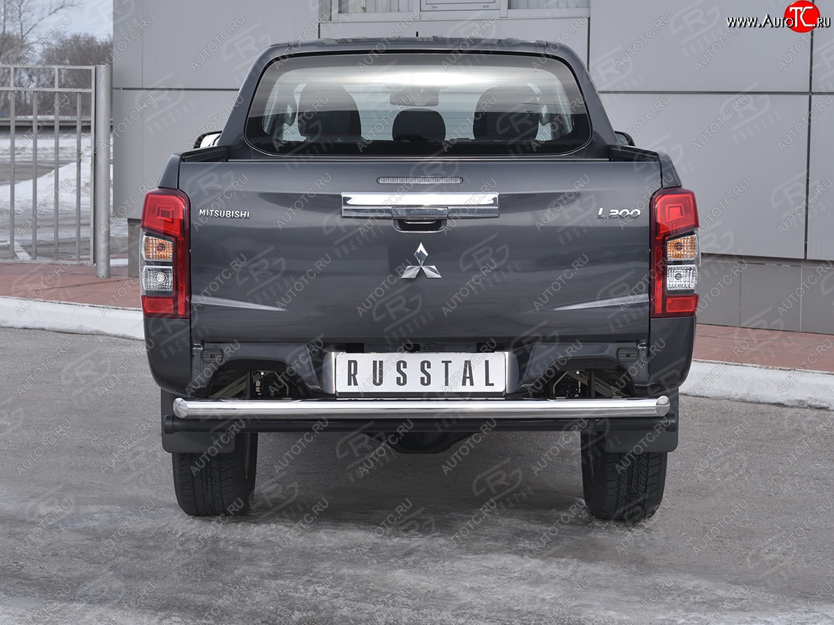 17 649 р. Защита заднего бампера (Ø63 мм, нержавейка) RUSSTAL Mitsubishi L200 5 KK,KL рестайлинг (2018-2022)  с доставкой в г. Екатеринбург