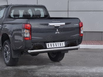 17 649 р. Защита заднего бампера (Ø63 мм, нержавейка) RUSSTAL Mitsubishi L200 5 KK,KL рестайлинг (2018-2022)  с доставкой в г. Екатеринбург. Увеличить фотографию 2