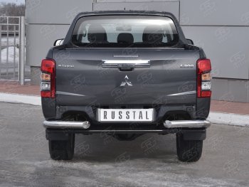 Защита заднего бампера (Ø76 мм уголки, нержавейка) SLITKOFF Mitsubishi L200 5 KK,KL рестайлинг (2018-2022)