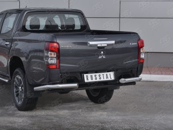 14 999 р. Защита заднего бампера (Ø76 мм уголки, нержавейка) SLITKOFF Mitsubishi L200 5 KK,KL рестайлинг (2018-2022)  с доставкой в г. Екатеринбург. Увеличить фотографию 3