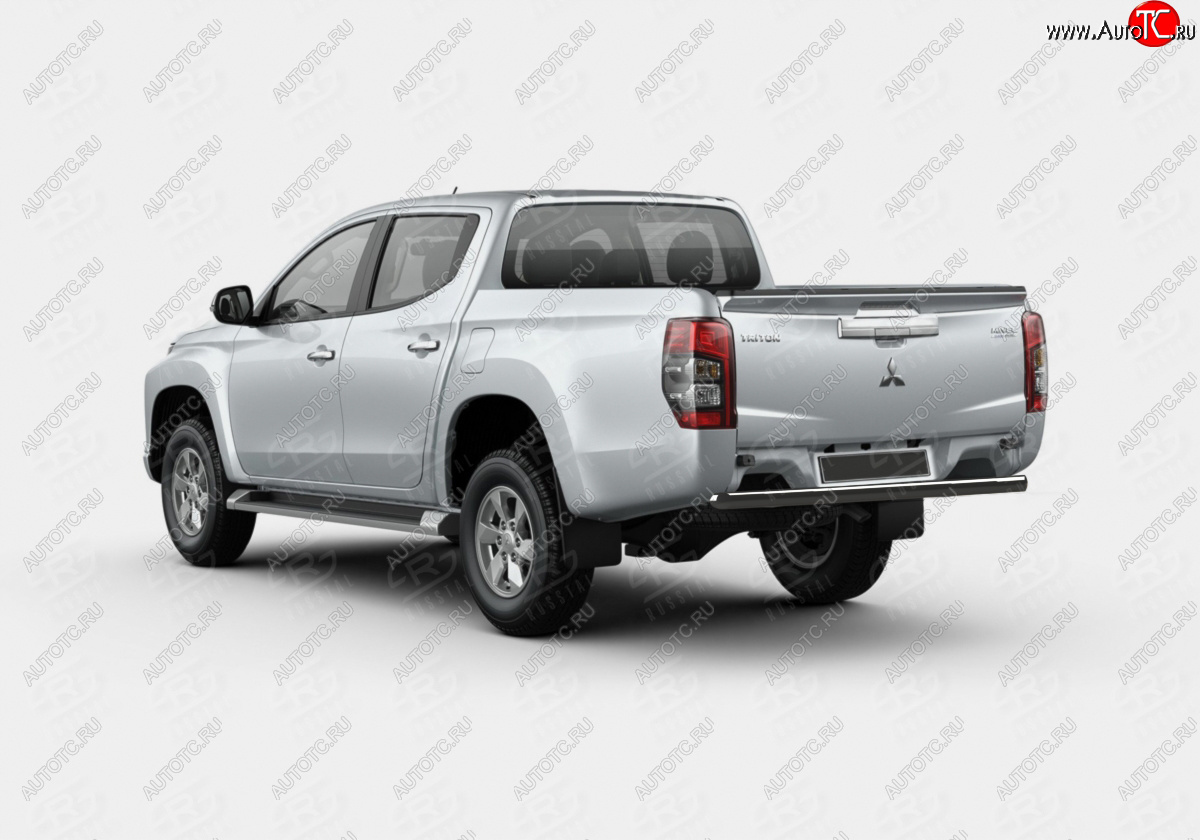 12 949 р. Защита заднего бампера (Ø57 мм) SLITKOFF Mitsubishi L200 5 KK,KL рестайлинг (2018-2022) (нержавейка с полимерным покрытием, черный)  с доставкой в г. Екатеринбург