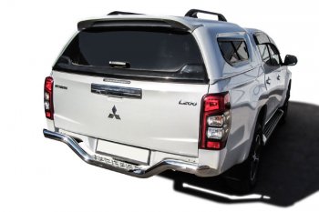 24 649 р. Защита заднего бампера Slitkoff (Ø 57 мм, волна, со стальной ступенькой)  Mitsubishi L200  5 KK,KL (2018-2022) рестайлинг  с доставкой в г. Екатеринбург. Увеличить фотографию 1