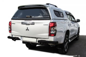 10 999 р. Защита заднего бампера Slitkoff (Ø 76 мм, без бампера)  Mitsubishi L200  5 KK,KL (2018-2022) рестайлинг (Сталь с полимерным покрытием. Цвет: черный)  с доставкой в г. Екатеринбург. Увеличить фотографию 1