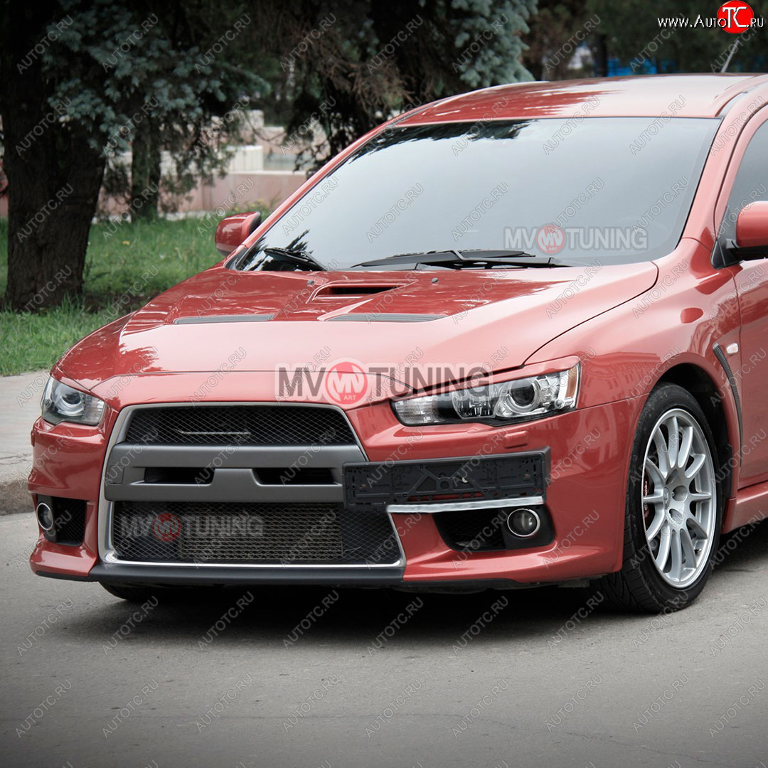 1 149 р. Реснички на фары  Mitsubishi Lancer  10 (2007-2017) седан дорестайлинг, хэтчбэк дорестайлинг, седан рестайлинг, хэтчбек 5 дв рестайлинг (Неокрашенные)  с доставкой в г. Екатеринбург