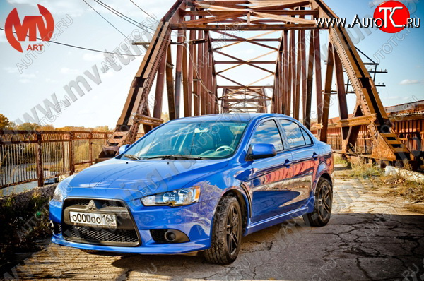 6 599 р. Накладки порогов EVO Mitsubishi Lancer 10 седан рестайлинг (2011-2017) (Неокрашенные)  с доставкой в г. Екатеринбург