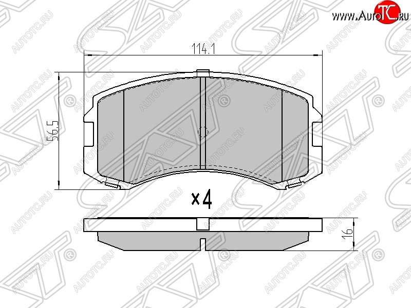 1 129 р. Колодки тормозные SAT (передние)  Mitsubishi Lancer Cedia  9 (2000-2003) CS универсал  с доставкой в г. Екатеринбург