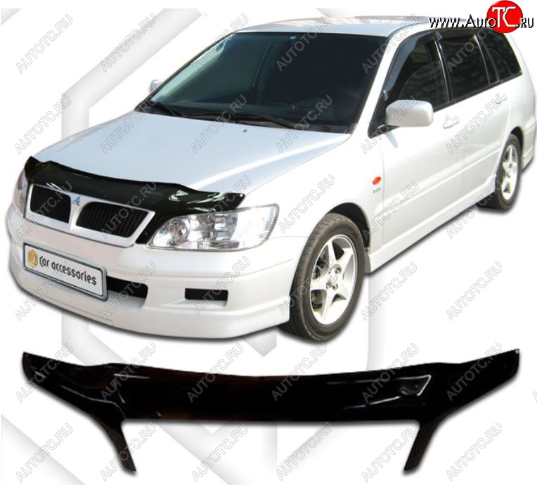 2 199 р. Дефлектор капота CA-Plastiс exclusive  Mitsubishi Lancer  9 (2003-2005) 1-ый рестайлинг универсал (Classic черный, Без надписи)  с доставкой в г. Екатеринбург