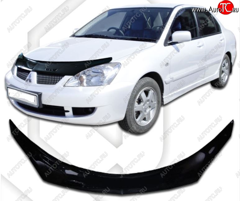 2 079 р. Дефлектор капота CA-Plastiс exclusive  Mitsubishi Lancer  9 (2005-2009) 2-ой рестайлинг седан, 2-ой рестайлинг универсал (Classic черный, Без надписи)  с доставкой в г. Екатеринбург