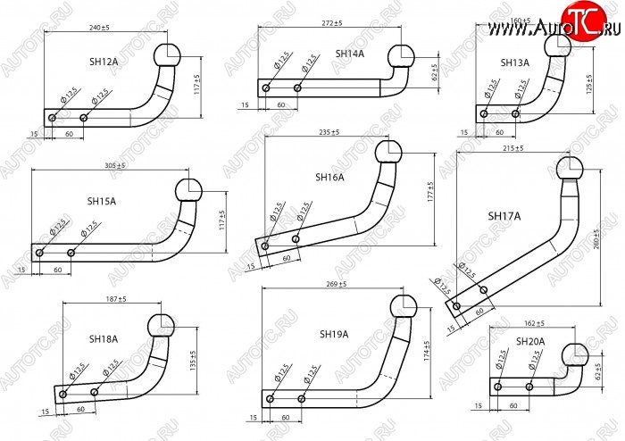 1 039 р. Шар фаркопа Лидер Плюс + тип А CITROEN Berlingo M59 рестайлинг (2002-2012) (ТИП: SH14A)  с доставкой в г. Екатеринбург